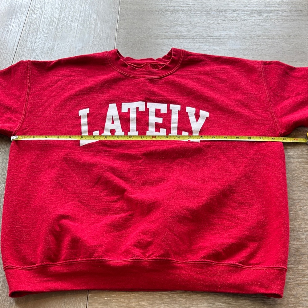 Red 'LATELY' Graphic Crewneck Sweatshirt - Picture 3 of 3